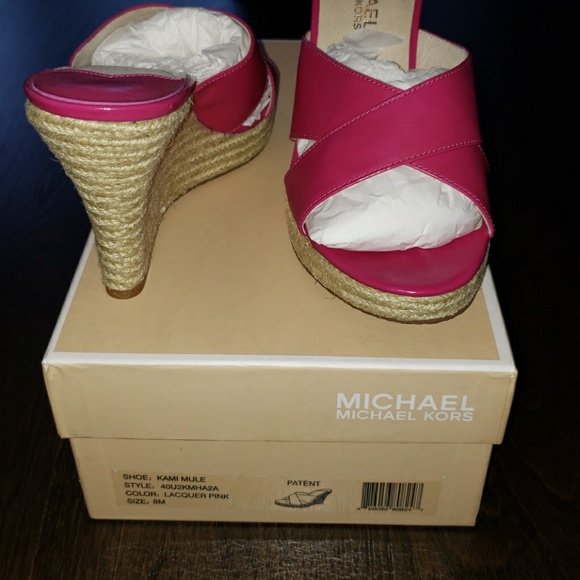 New Michael Kors Kami Lacquer Pink Espadrille Mule - Picture 7 of 8